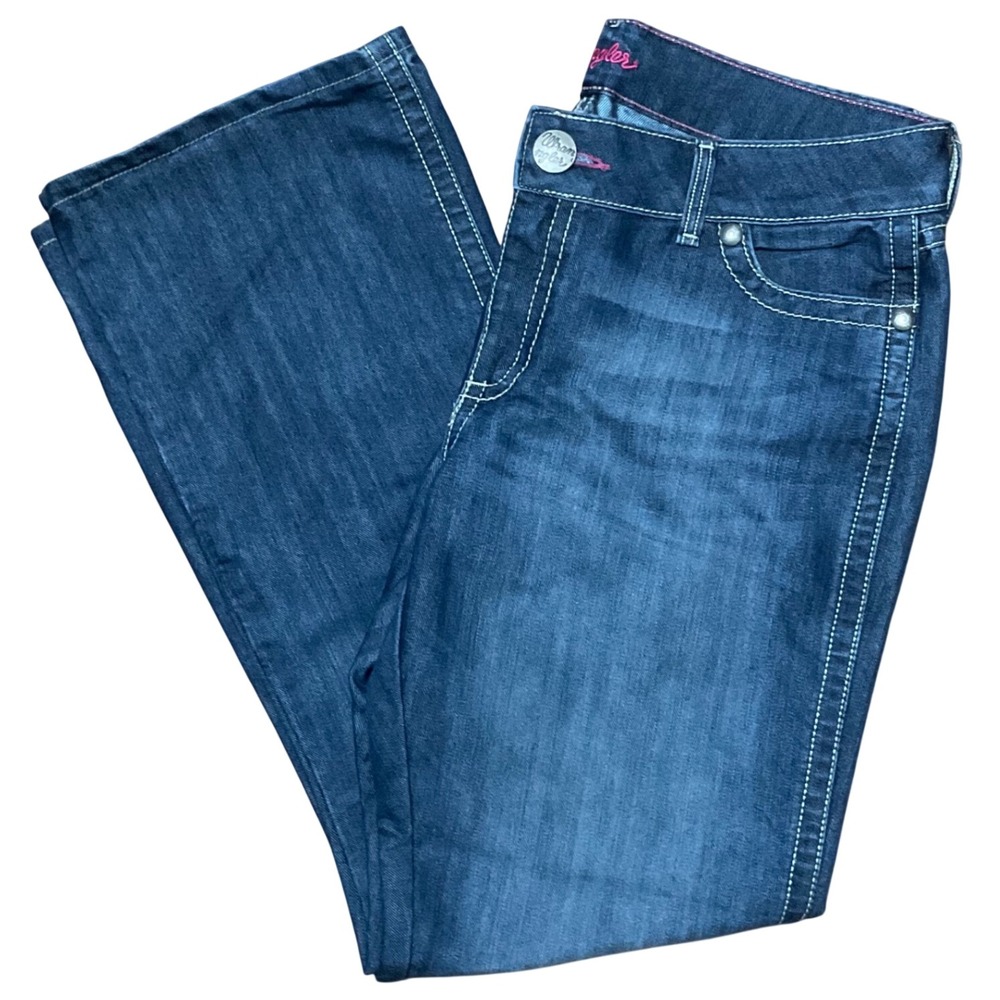 Wrangler Ultimate Riding Jeans Womens 13/14x32 Dark Wash Bootcut Denim 09MWZBS